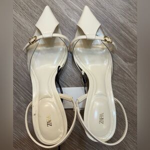 Zara Cream Heels with Gold Detail